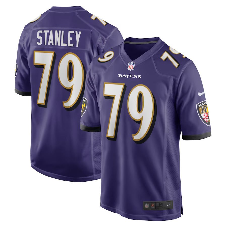 Men Baltimore Ravens #79 Ronnie Stanley Nike Purple Game NFL Jersey
